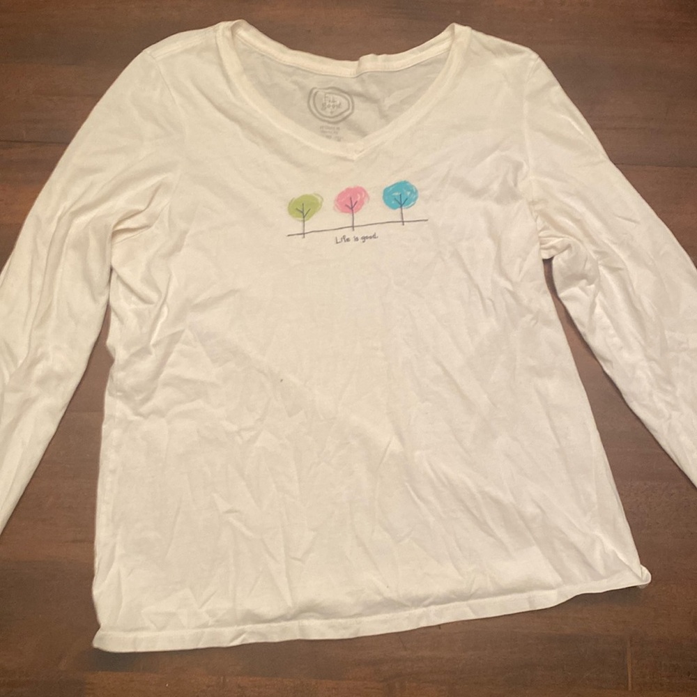 White Life is Good Shirt with Trees